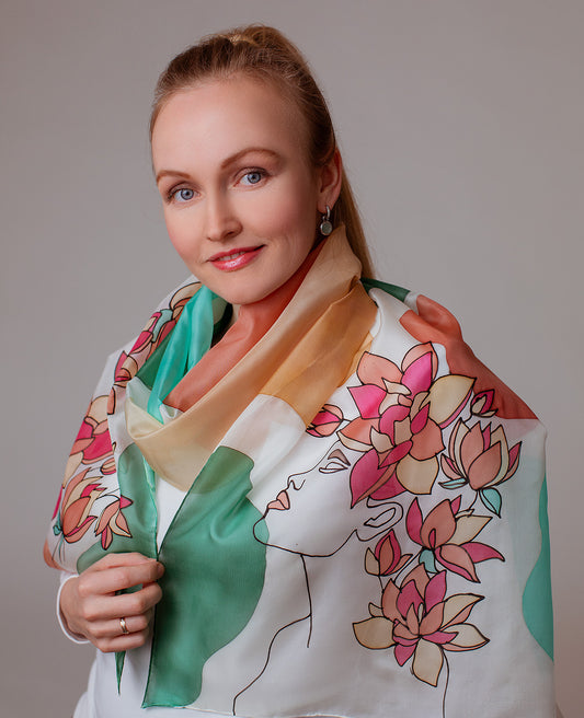 Beauty Hand Painted Silk Scarf