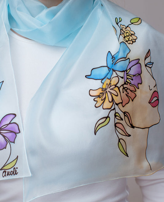 Beauty 2 Hand Painted Silk Scarf