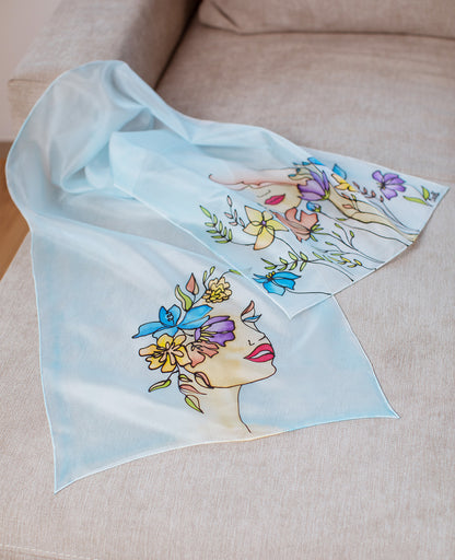 Beauty 2 Hand Painted Silk Scarf