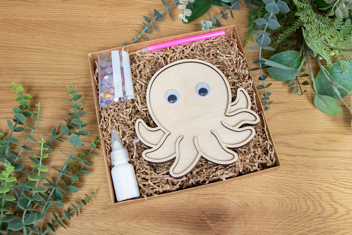 Children's Craft Kit for creating octopus-shaped refrigerator magnet