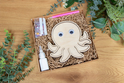 Children's Craft Kit for creating octopus-shaped refrigerator magnet