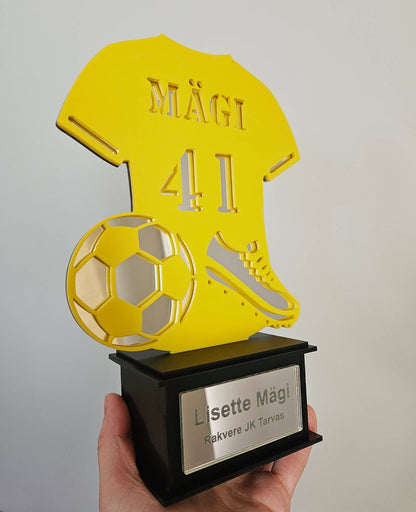 Football trophy with engraving