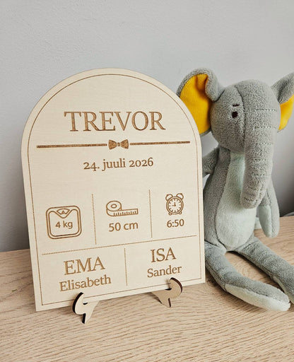 Wooden baby plaque — gift for a newborn