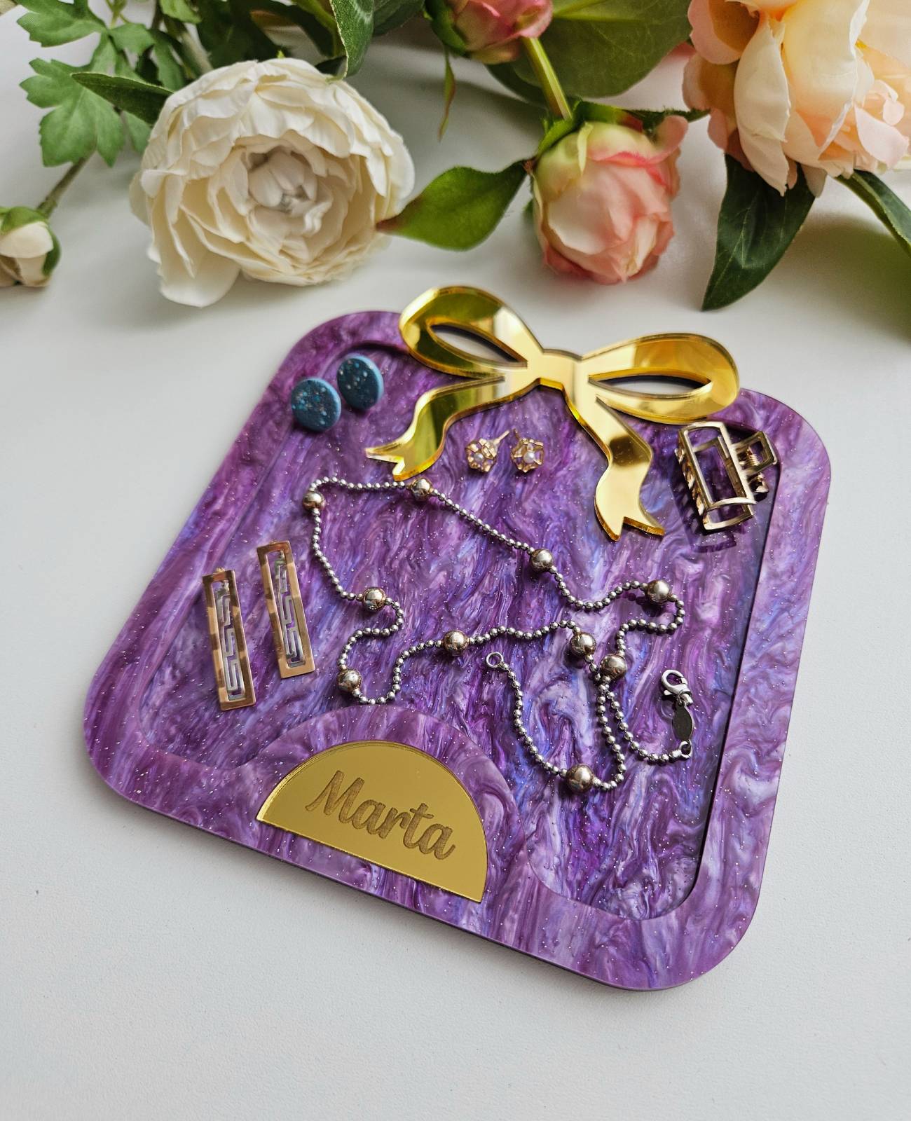 Your Treasures Deserve a Royal Tray — Personalised Marble-Effect Stand