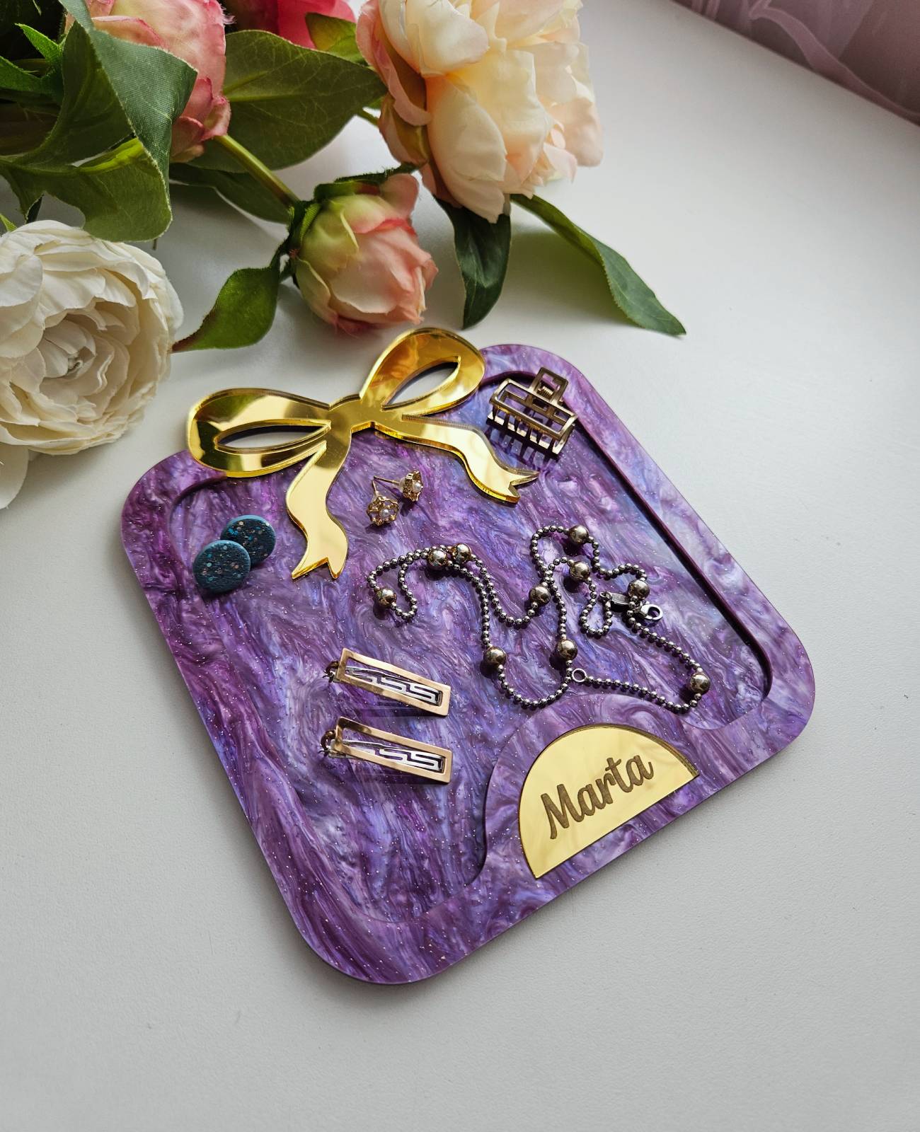 Your Treasures Deserve a Royal Tray — Personalised Marble-Effect Stand