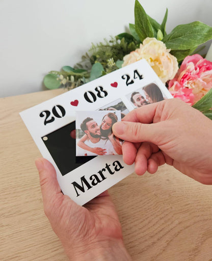 Your photo magnets in a stylish acrylic frame | Photo magnet frame | Our special day ❤️ | With date and name