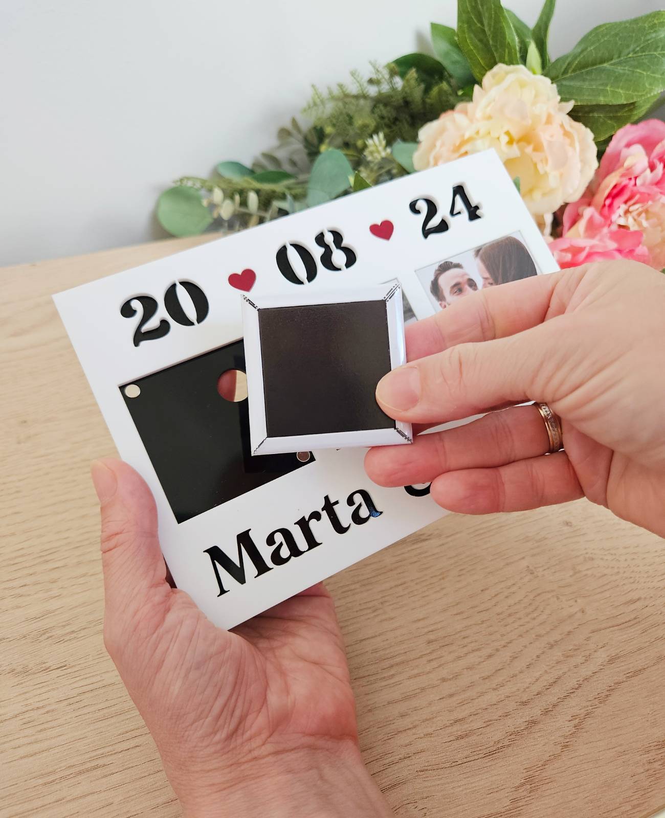Your photo magnets in a stylish acrylic frame | Photo magnet frame | Our special day ❤️ | With date and name