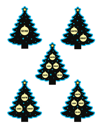Personalized Christmas Tree - Lovely Family (light blue)