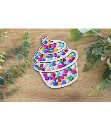 Children's Craft Kit for creating cupcake-shaped refrigerator magnet, Kids Craft Kits, Mosaic making, Kids craft