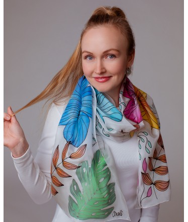 Colorful Summer Hand Painted Silk Scarf