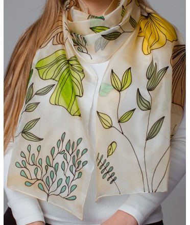 Autumn Nature Hand Painted Silk Scarf