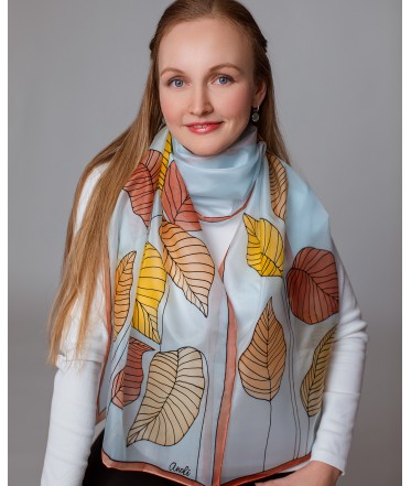 Autumn leaves Hand Painted Silk Scarf