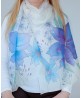 Gorgeous blue flower 2 Hand Painted Silk Scarf