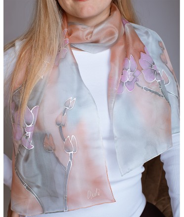 Orchid Hand Painted Silk Scarf