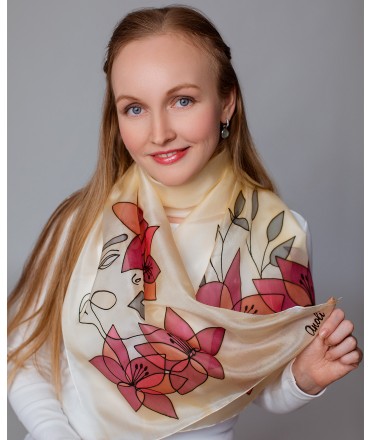 Beauty 3 Hand Painted Silk Scarf