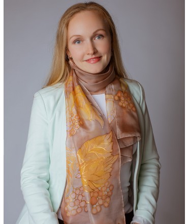Autumn Hand Painted Silk Scarf