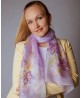 Purple Lily Hand Painted Silk Scarf